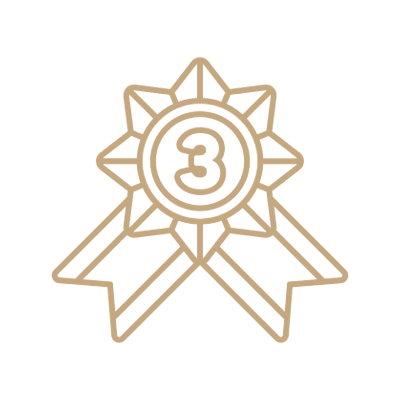 Number three badge on black background