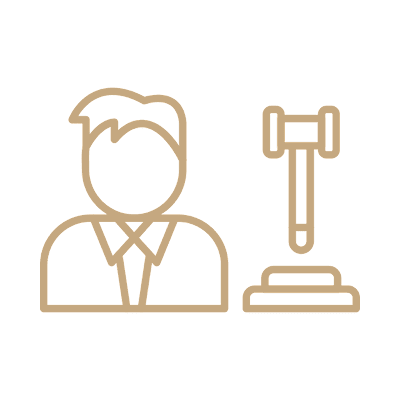 Legal professional with gavel illustration